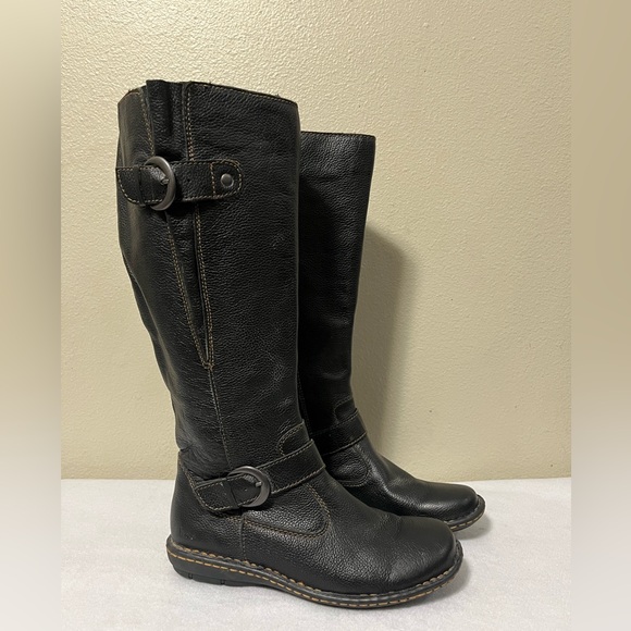 BOC Women's Size 6 M Barbana Born Concept Tall Black Leather Riding Moto Boots - Picture 1 of 6